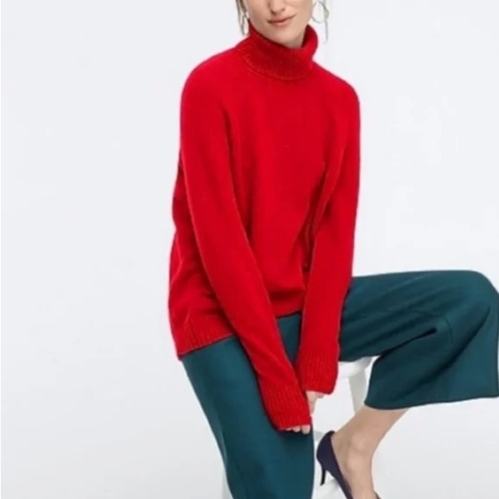 J. Crew Red Turtleneck sweater in Supersoft yarn Medium